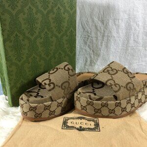 Gucci Angelina GG Logo Platform Slide Sandal
